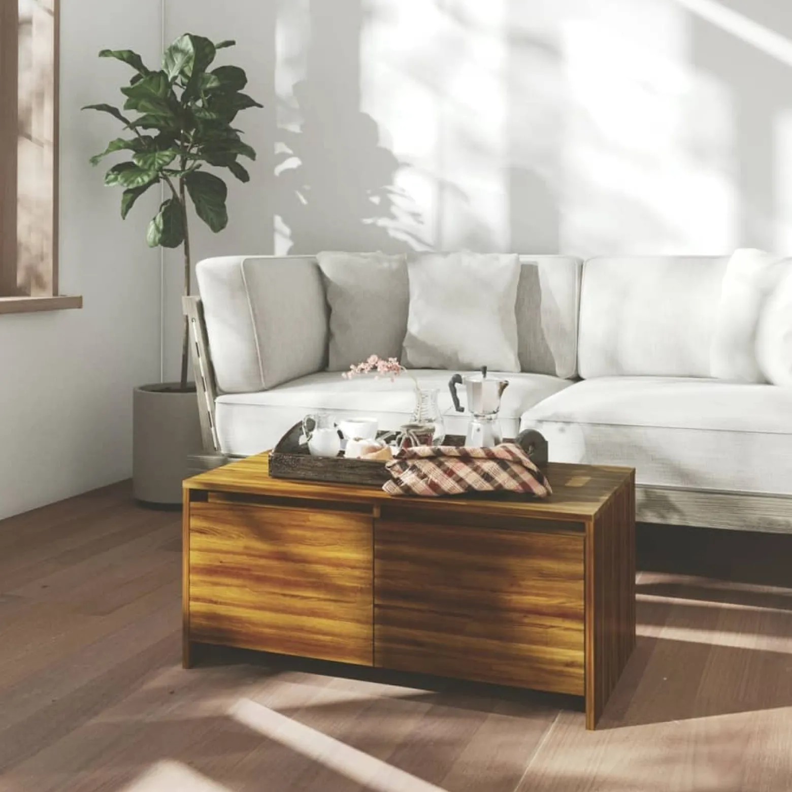Stolik Kawowy Ława Stół Brązowy 90x50x41.5 Do Salonu Do Pokoju