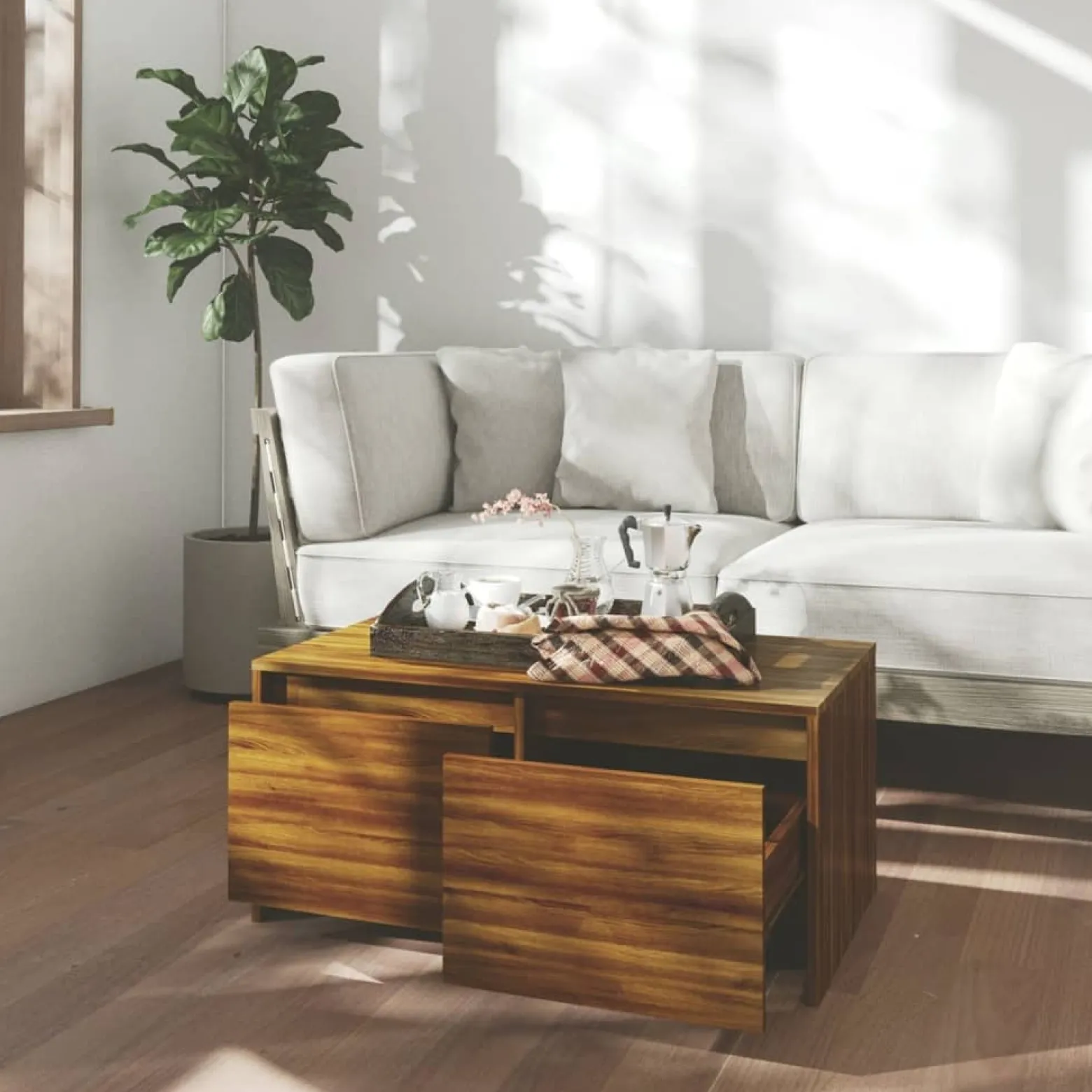 Stolik Kawowy Ława Stół Brązowy 90x50x41.5 Do Salonu Do Pokoju