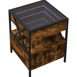 Stolik Kawowy Ława Stół Brązowy 40x40x51 Oświetlenie Led Do Salonu