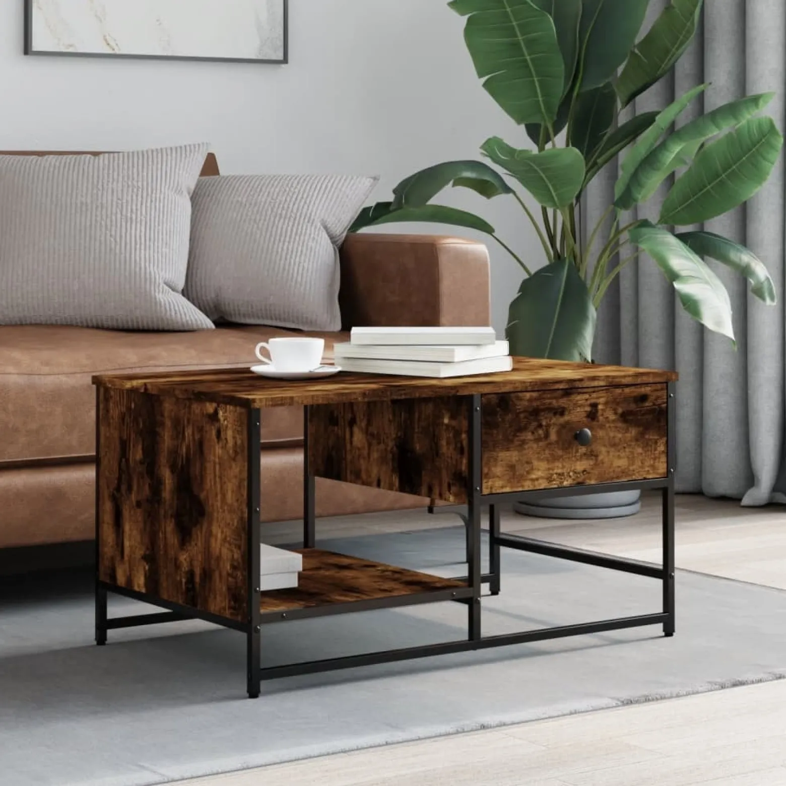 Stolik Kawowy Ława Stół Brązowy 85.5x51x45 Do Salonu Do Pokoju