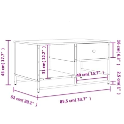 Stolik Kawowy Ława Stół Brązowy 85.5x51x45 Do Salonu Do Pokoju