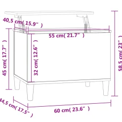 Stolik Kawowy Ława Stół Brązowy 60x44.5x45 Podnoszony Blat Do Salonu