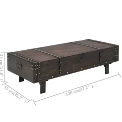 Stolik Kawowy Ława Stół Brązowy 120x55x35 Przestrzeń Do Przechowywania