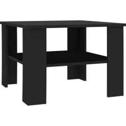 Stolik Kawowy Ława Stół Czarny 60x60x42 Półka Do Salonu Do Pokoju