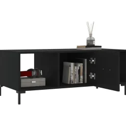 Stolik Kawowy Ława Stół Czarny 102x50x40 Drzwiczki Do Salonu Do Pokoju