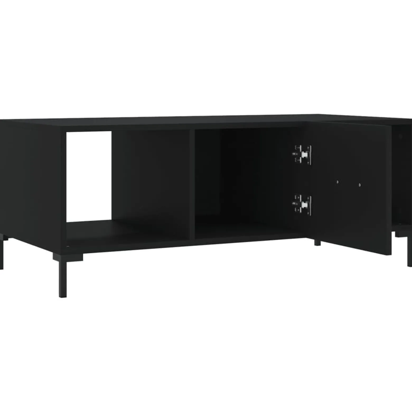 Stolik Kawowy Ława Stół Czarny 102x50x40 Drzwiczki Do Salonu Do Pokoju