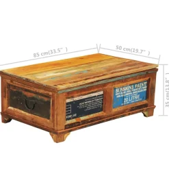 Stolik Kawowy Ława Stół Drewniany 85x50x35 Schowek Do Salonu Do Pokoju