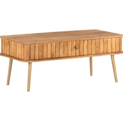Stolik Kawowy Ława Stół Miodowy Drewniany 100x50x40 Szuflada Do Salonu