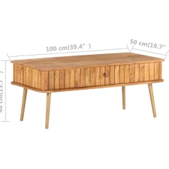 Stolik Kawowy Ława Stół Miodowy Drewniany 100x50x40 Szuflada Do Salonu