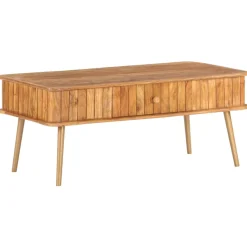 Stolik Kawowy Ława Stół Miodowy Drewniany 100x50x40 Szuflada Do Salonu