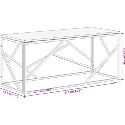 Stolik Kawowy Ława Stół Srebrny 110x45x45 Do Salonu Do Pokoju