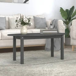 Stolik Kawowy Ława Stół Szary Drewniany 110x55x45 Do Salonu Do Pokoju