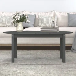 Stolik Kawowy Ława Stół Szary Drewniany 110x55x45 Do Salonu Do Pokoju