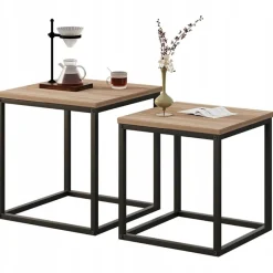 Stolik kawowy ława stół zestaw stolików 2w1 loft industrial jasny brąz 50cm