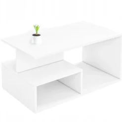 Stolik kawowy biały nowoczesny z półką loft 90 cm