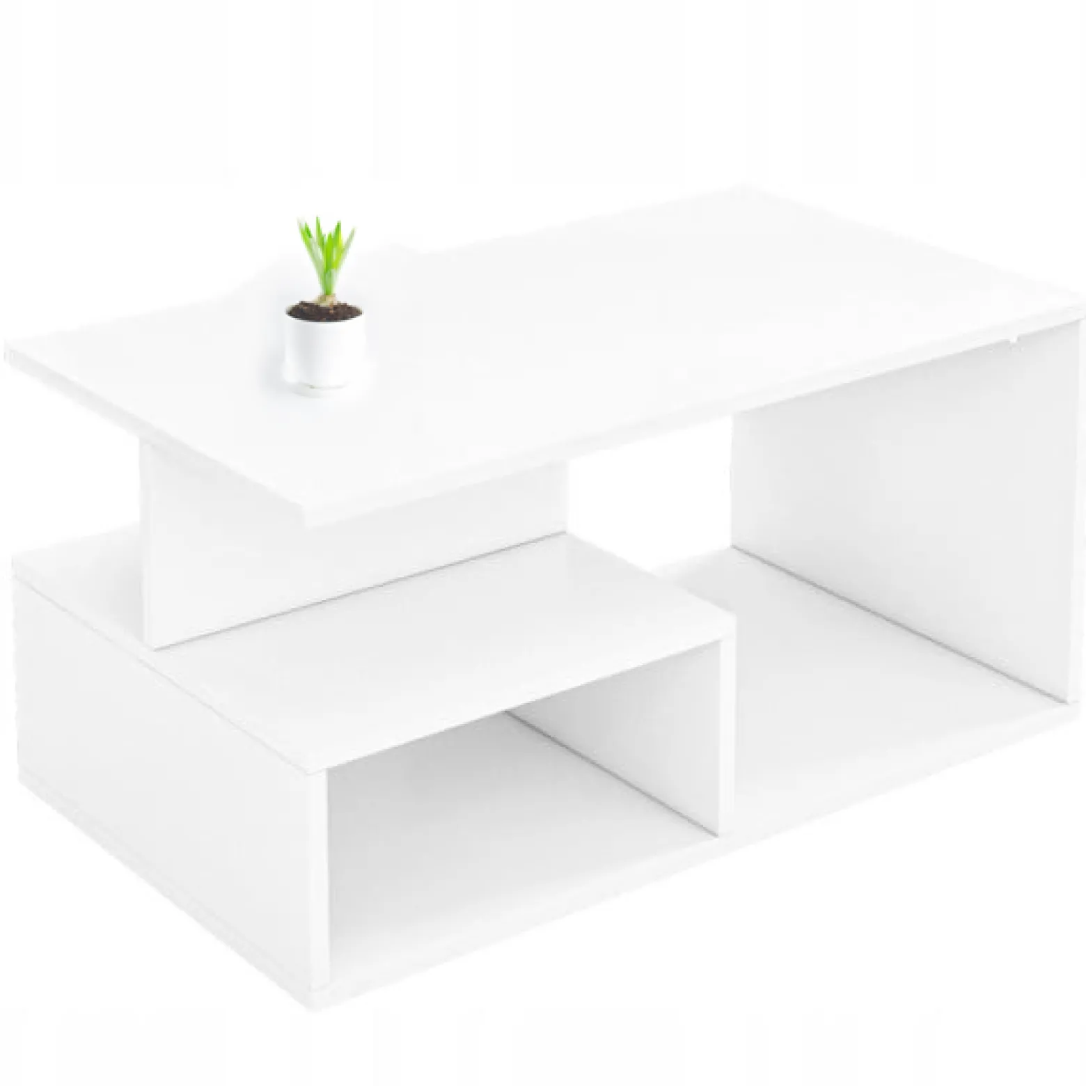 Stolik kawowy biały nowoczesny z półką loft 90 cm
