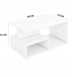 Stolik kawowy biały nowoczesny z półką loft 90 cm