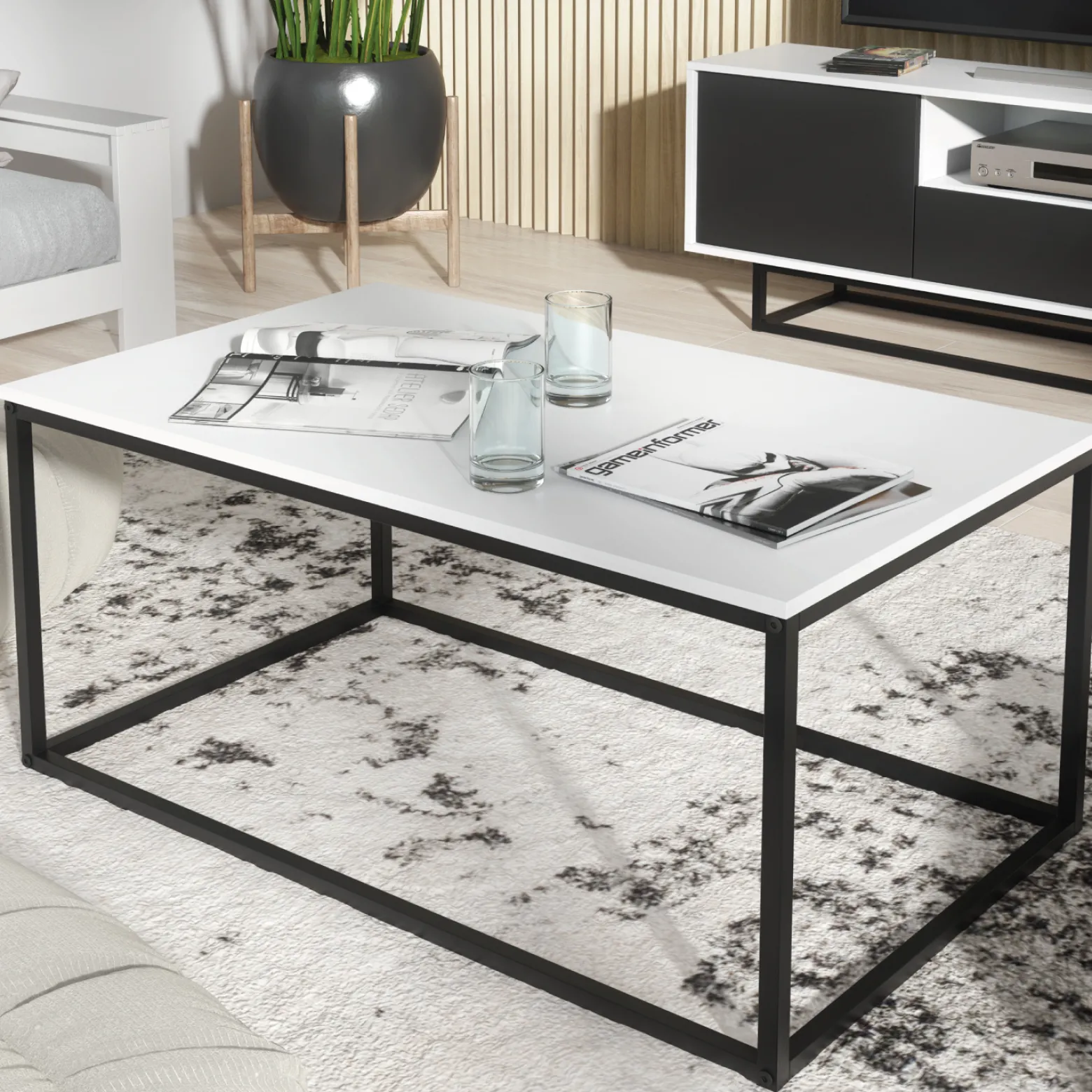 Stolik Kawowy 100cm Loft ONE FURNITURE Laminat Biały