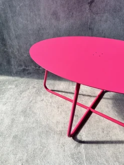 Stolik Kawowy, Design, Metalowa Konstrukcja, Różowy OVAL