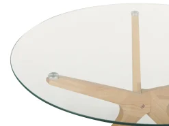 Stolik kawowy do salonu 80 cm szkło jasne drewno