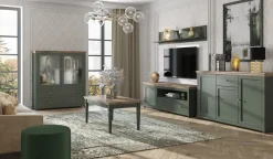Stolik kawowy EVORA 110x60 dąb lefkas/zielony mat
