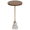 Stolik kawowy marmur i drewno, Ø 35,5 cm