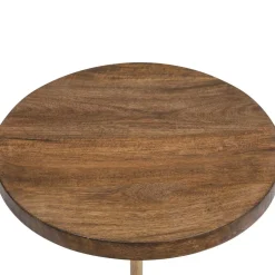 Stolik kawowy marmur i drewno, Ø 35,5 cm