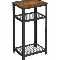 Stolik Kawowy Nocny z 2 Półkami Industrialny Loft do Salonu Pokoju Sypialni