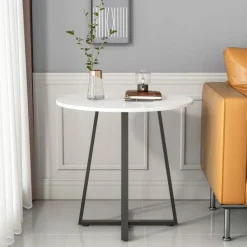 Stolik kawowy okrągły loft biały 80 cm