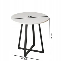 Stolik kawowy okrągły loft biały 80 cm