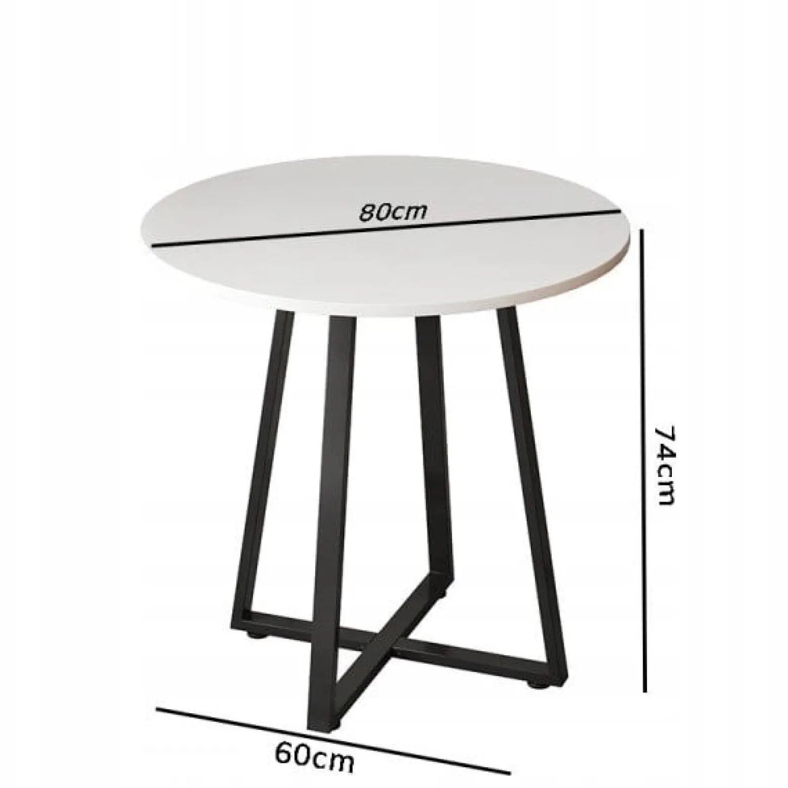 Stolik kawowy okrągły loft biały 80 cm
