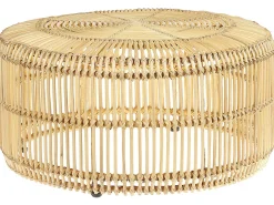Stolik kawowy rattanowy 84 cm jasne drewno