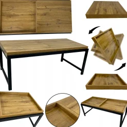 Stolik kawowy salonu sypialni pokoju industrialny loft SK120D dąb