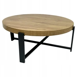 Stolik kawowy salonu sypialni okrągły fi80cm industrialny loft SK124D dąb