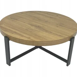 Stolik kawowy salonu sypialni okrągły fi80cm industrialny loft SK124D dąb