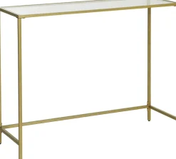 Stolik konsola glamour szklany blat złota metalowa rama 100x35 cm