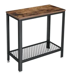 Stolik konsola z półką 60x30 rustykalny brąz metal czarna do salonu