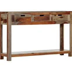 Stolik konsola z 3 szufladami, 120x30x75 cm, drewno sheesham