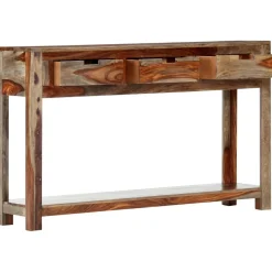 Stolik konsola z 3 szufladami, 120x30x75 cm, drewno sheesham