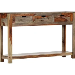 Stolik konsola z 3 szufladami, 120x30x75 cm, drewno sheesham