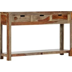 Stolik konsola z 3 szufladami, 120x30x75 cm, drewno sheesham