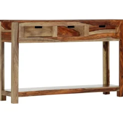 Stolik konsola z 3 szufladami, 120x30x75 cm, drewno sheesham