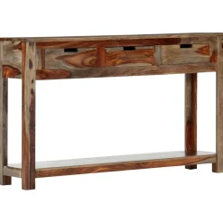 Stolik konsola z 3 szufladami, 120x30x75 cm, drewno sheesham