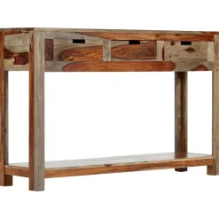 Stolik konsola z 3 szufladami, 120x30x75 cm, drewno sheesham