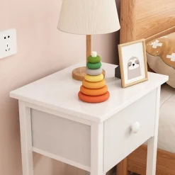 Stolik nocny komoda szafka z szufladą półką biały do sypialni salonu 38 cm