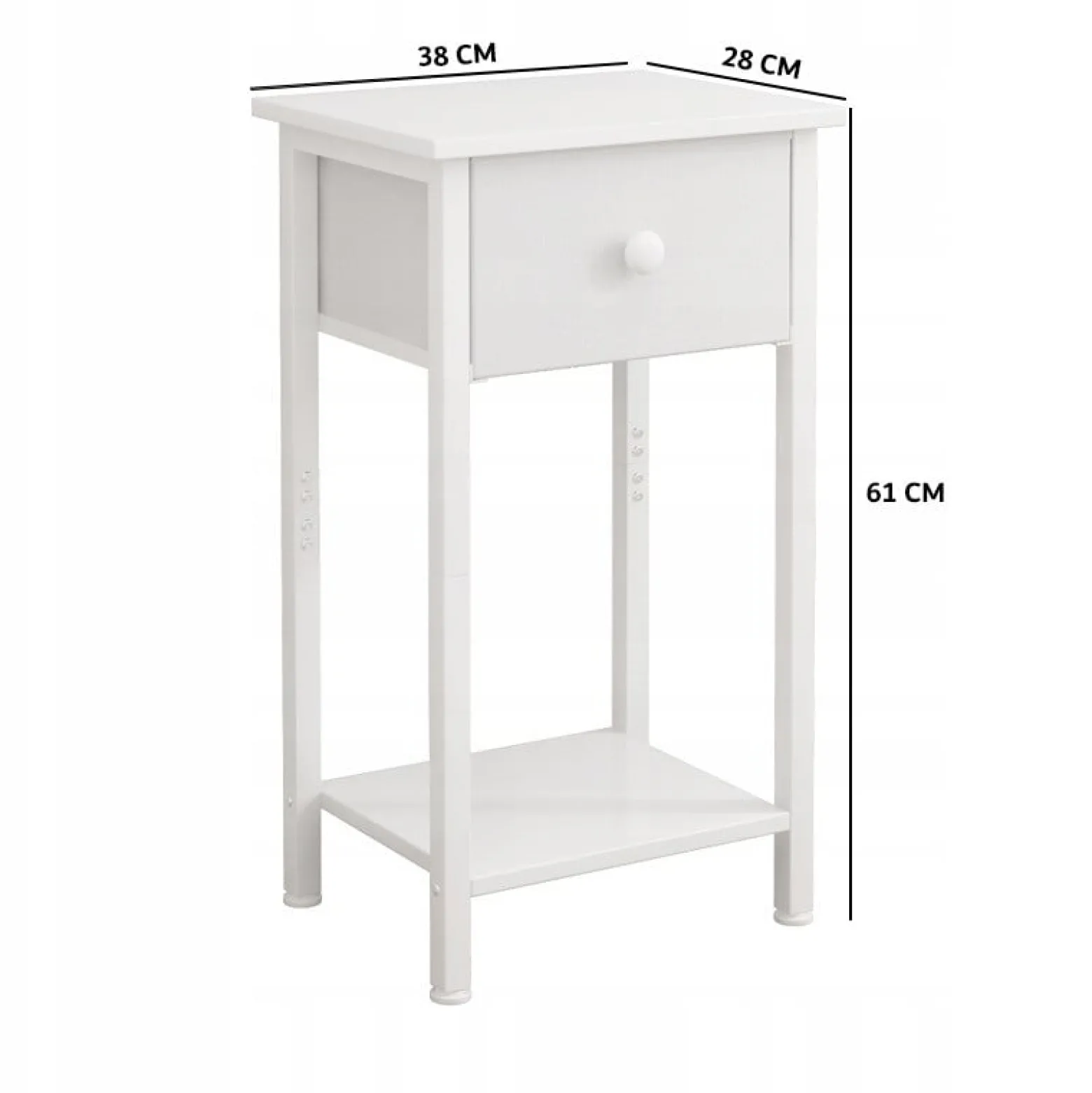 Stolik nocny komoda szafka z szufladą półką biały do sypialni salonu 38 cm