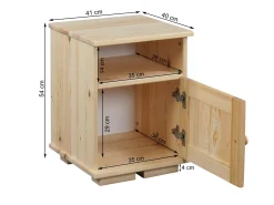 Stolik nocny MODERN III, kolor sosnowy, drzwi lewostronne