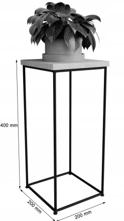 Stolik pomocniczy Druciany Kwietnik 20x20x40 Loft Czarny+Dąb Lancelot