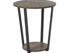 Stolik pomocniczy okrągły 50 cm MDF ciemne drewno