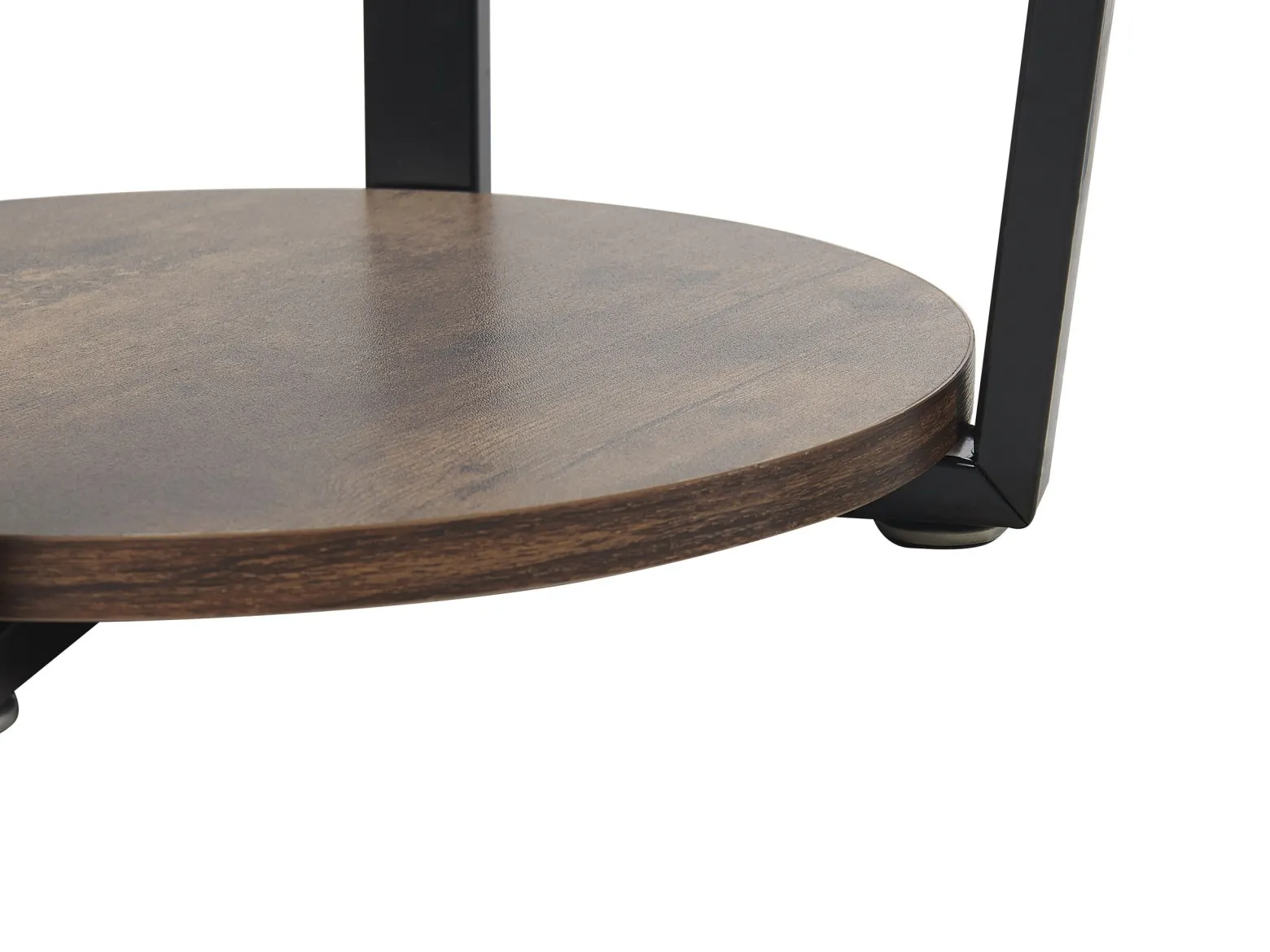 Stolik pomocniczy okrągły 50 cm MDF ciemne drewno